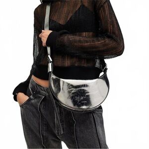 All Saints half moon crossbody silver